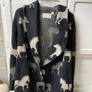 Anthropologie  Field and Flower Horse  Hooded Cardigan Sweater  XL